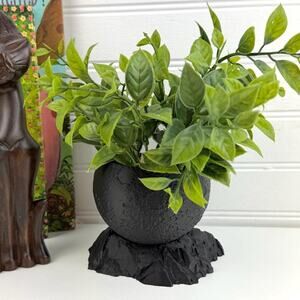 Moon Planter with Base, Indoor Plant Pot, Tabletop Planter, Astronomy Decor